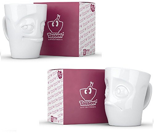 Fiftyeight Lustiges 2er Set Henkeltassen VERDUTZT & VERSCHMITZT / weiß