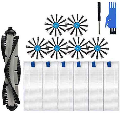 LesinaVac Replacement Parts Kit for Bissell SpinWave Hard Floor Expert Wet and Dry Robot Vacuum(Model:3115),for Bissell EV675 Robot Vacuum Accessory,1 Main Brush,6 Side Brush,6 Hepa Filters