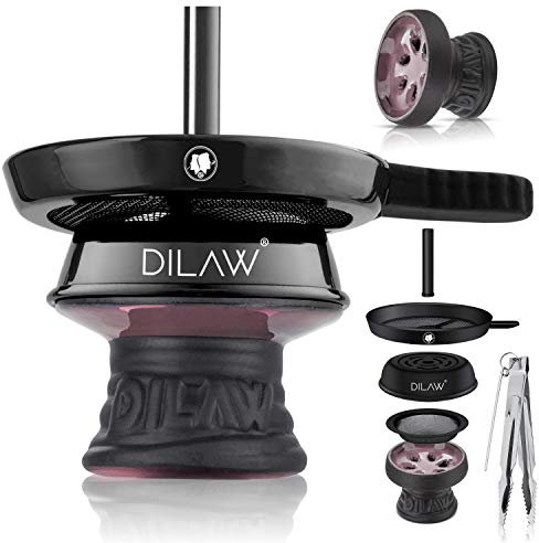 DILAW® Kit de foyer pour chicha - Tête de cheminée - Petit tamis à tabac - Pince à charbon - Embout de cheminée - Rose