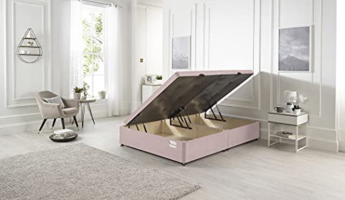Bed Centre Side Lift Opening Ottoman Divan Storage Bed - Available in Multiple Fabrics (3FT Single, Plush Pink)