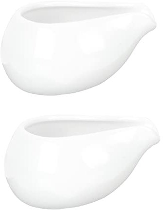 Cabilock 2Pcs Saucière en Céramique Porcelaine Fine Blanc Saucière Saucier pour La Sauce Le Bouillon Les Sauces Les Sauces à Salade Micro- Ondes Et Au Lave- Vaisselle