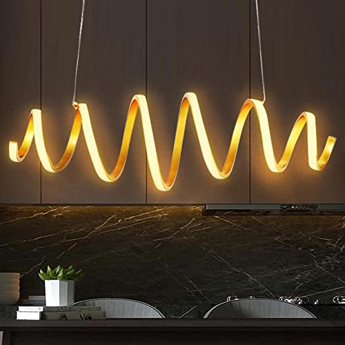 BAKAJI Lampadario LED Forma Spirale in Alluminio Luminosità 2600Lm Luce Bianco Caldo 3000K 40W Risparmio Energetico Lampada a Sospensione da Soffitto Design Moderno Dimensione 70 x 160 cm