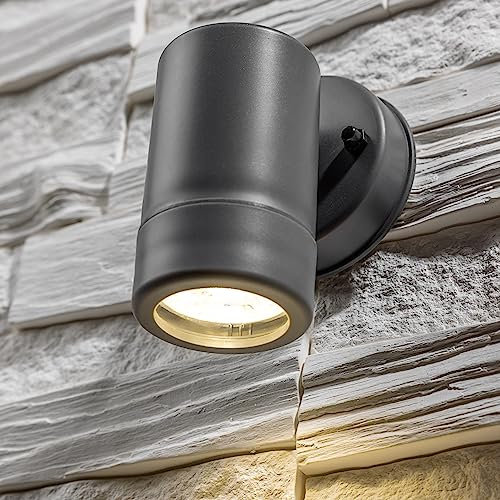 CGC Lighting Outdoor Wall Light Up Down Dark Grey Garden Porch Patio Door Lamp Outside (Dark Grey Single Spotlight)