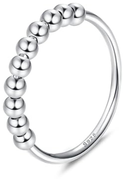 MILACOLATO 925 sterling silver ångest snurrande ringar med pärlor bandringar fidgetringar för ångest tunna stapelbara ringar för kvinnor