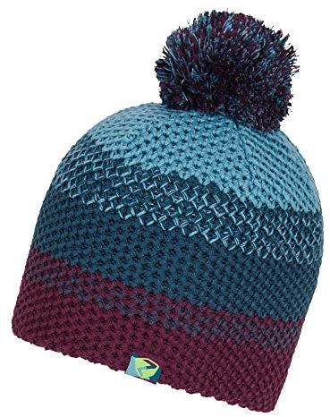 Ziener Unisex Kinder Ishi Bommel M tze gestrickt Fleece Futter dreifarbig, blue nile, S EU