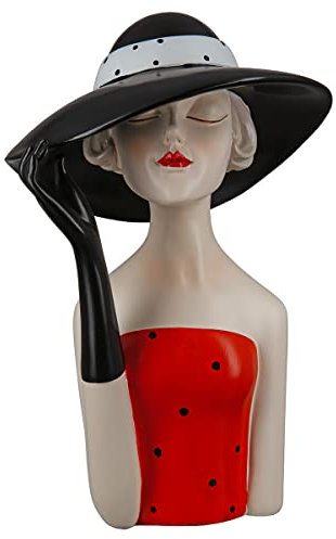 GILDE Deko Skulptur Figur Lady - mit schwarzem Hut - Dekoration und Geschenk - Höhe 29, 5 cm, 37195