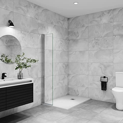 AICA paroi de douche à l'italienne pivotante 55x200cm paroi de douche retour pivotant mural en verre 6mm anticalcaire, profilé en alu chromé