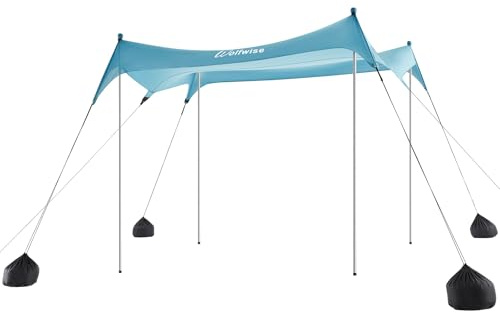 WolfWise UPF50+ Carpa de Playa con protección Solar, sombrilla para 2-6 Personas, fácil configuración, Resistente al Viento y Agua, toldo de Playa Azul