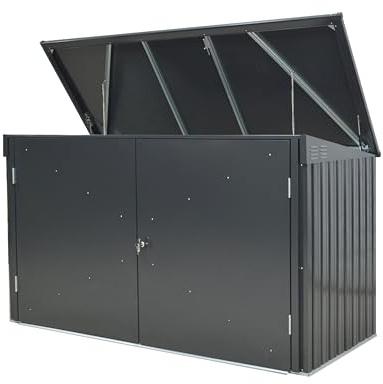 tepro Universalbox Store Max aus Metall, abschließbar, wetterfest & wartungsfrei, galvanisiertes Stahlblech & Zinkstahlrahmen, aufklappbares Dach & Doppelflügeltür, ca. 232,5 x 104,5 x 132 cm
