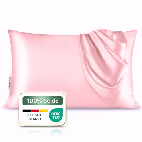 bene-sleep® Premium Seidenkissenbezug – 100 % Maulbeerseide 22 Momme | Verstärkte Nähte | Oeko-TEX Zertifiziert* | Anti-Frizz & Faltenreduzierung | hypoallergen & hautfreundlich (Rosa, 40x80 cm)