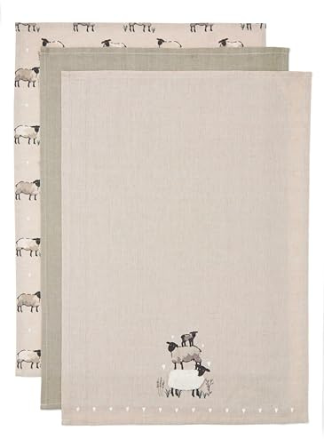 Cooksmart British Designed Pack of 3 Tea Towels | Luxury Tea Towels for Kitchen | Modern Designed Tea Towel Set