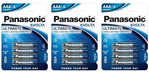 PANASONIC Confezione da 3 blister da 4 batterie alcaline Evolta AAA LR03
