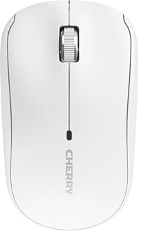 CHERRY MW 2200, Mouse Senza Fili per Computer Portatili, 2,4 GHz, Ambidestro, 1300 dpi, Rotellina Cromata, inclusa Borsa per il Trasporto, a Batteria, Bianco