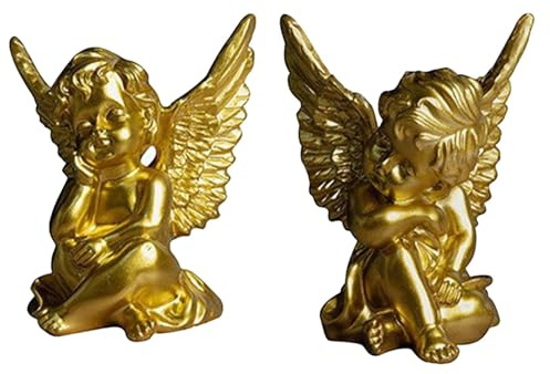 Acunny Statues d'ange pour la décoration de la maison, statue extérieure d'ange de jardin | 2 sculptures de bureau en résine – Sculptures de jardin d'ange pour terrasse, cour, pelouse, décoration