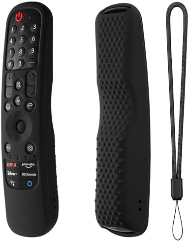 Silikonskyddsfodral för LG Smart TV stötsäker magisk fjärrkontroll, kontrollfodral skal för LG MR21GA MR22GA MR23GA AKB76036504 AKB76039901 (svart)