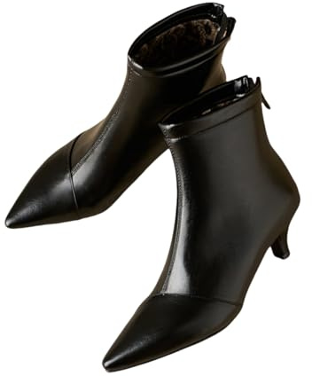 Xytraiihw Stivaletti da Donna, con Tacco A Blocco Punta Affilata Stile retrò Scarpe Corte Classici Comodi Stivali da Cavaliere Grandi Dimensioni Eleganti Stivali da Abito,Nero,39 EU