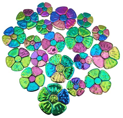Azulejos de mosaico de cerámica iridiscentes al azar de 500 g para manualidades, 3 tamaños de mosaico de flores para obras de arte, marcos de fotos, tazas, macetas, peceras, jarrones, hacer piedras