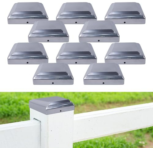10 Stück Pfostenkappen verzinkt 10x10 cm Zaunpfosten Kappen aus Metall Pyramidenform für Holzpfosten Abdeckkappen für Zaunpfosten (10x10 cm Pfostenkappen)
