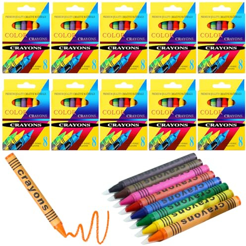 MCTNCT 10 boîtes Couleur Bébé Crayons,Crayons de Couleurs Enfants 3 en 1 Set,8 Gros Crayons de Couleur pour Enfant, Pure Cire d’Abeille, Couleurs Vives Non-Toxique Qualité Alimentaire,80 bâtonnets