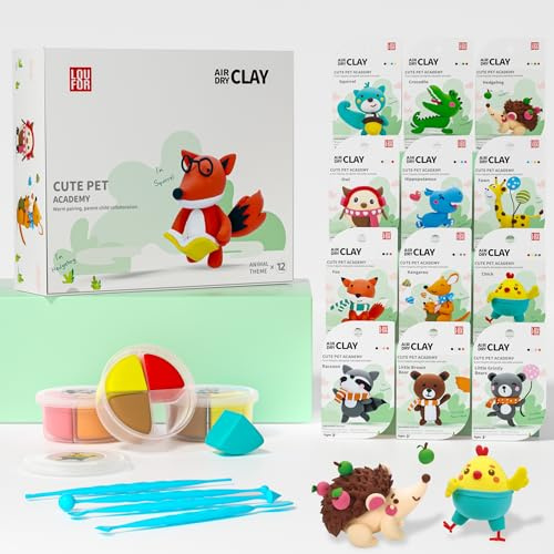 Air Dry Clay for Kids - Modeling Clay Kits, Ultra Light & Soft, Safe & Non-Toxic, 12 Boxes DIY Model Magic Clay with Sculpting Tools & Tutorials, Individual Packs, Creative Art Crafts Toys Gifts