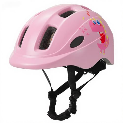 Favoto Casco Infantil Niños Bicicleta - CE Certificado, Ligero y Ajustable, para Niñas 3-5 Años Talla S (48-52 cm), Diseño Monstruo Rosa para Patinete, Ciclismo y Deportes al Aire Libre
