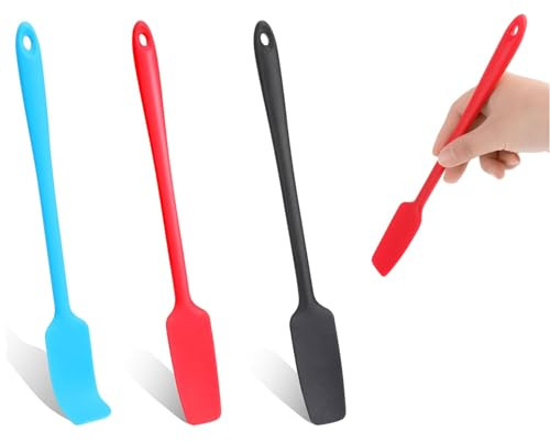 Spatole in Silicone,3 PCS Spatole da Cucina Spatola in Silicone per Barattoli Raschietto Flessibile Resistente al Calore Spatola da Cucina Antiaderente per Raschiare Salse Mescolare Pasta