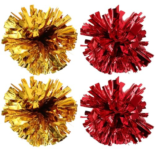 Gogogmee 4 Pezzi Pompoms Metallici per Cheerleading Leggeri e Resistenti Accessori Colorati per Squadre Eventi Sportivi e Performance di Danza