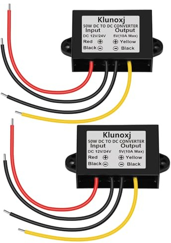 DC 24V 12V to 5V 10A 50W Step Down Converter Buck Regulated Voltage Regulator Waterproof Car Power Converter Module (2-Pack)
