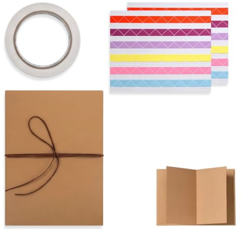 Album de Fotos para Pegar y Escribir, Scrapbook de Papel Kraft Estilo Acordeón (21x15cm), Álbum de Fotos Personalizado con Pegatinas y Cinta para Boda, Cumpleaños y Graduación, 34 Páginas
