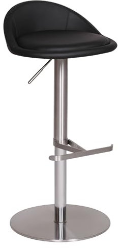 FineBuy Barhocker Edelstahl höhenverstellbare Sitzhöhe 54-79 cm, Design Barstuhl mit Rückenlehne, Bistrohocker Barsitz Gepolstert, Thekenhocker 360° Drehbar, Tresenstuhl Modern