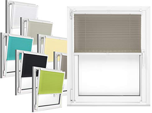 Npluseins Store plissé sans percage – Opaque pour fenetre - préassemblé avec Fixation par Pince – Installation Facile en 3 étapes, 110 x 130 cm, Gris