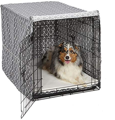 MidWest Homes for Pets CVR42T-GY Hundebox-Abdeckung, Stoff mit Teflonschutz, Sichtschutz für 107 cm lange Hundeboxen von MidWest und New World, maschinenwaschbar und trocknergeeignet