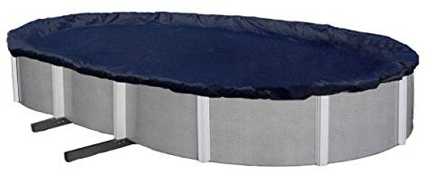 Winter Block WC1015OV Bâche d'hiver pour Piscine Hors Sol, Ovale de 3 x 4,5 m, Bleu uni – Comprend treuil et câble pour Une Installation Facile – Résistance et durabilité supérieures, traitée pour la