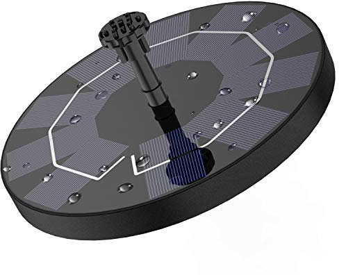 AISITIN Fontaine Solaire 3W Fontaine Flottante Solaire Extérieure avec Batterie et 6 Buses pour Bain d'oiseaux Aquarium Décoration de Jardin(2,5W)