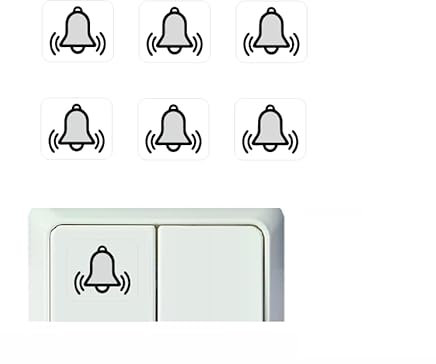 generisch 6 Stück Schalter Aufkleber Set Glocke Klingel Symbol Schalteraufkleber Schalter Sticker (R23/8) (35x35mm)