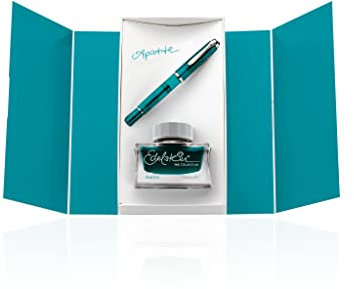 Pelikan Classic M205 Apatite Special Edition Geschenkset - Demonstrator Füllhalter (Feder F) & Edelstein Tinte Apatite im Tintenglas (50 ml)