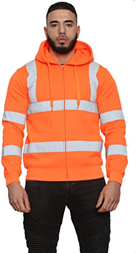 NY Deluxe Edition Ropa de Trabajo de Alta Visibilidad Jersey Cinta Reflectante Sudadera de Seguridad Sudadera con Capucha y Cremallera Top de Ropa de Trabajo (as8, Alpha, 4X_l, 5X_l, Regular,