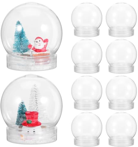 YARNOW 10 Pezzi Palla Di Neve Fai Da Te, Palline di Natale Riempibili con Tappo a Vite per Creare Scene Invernali - Globo di Neve Vuoto per Decorazioni Natalizie, Albero e Casa