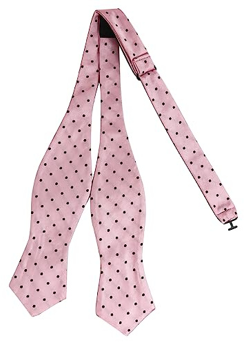 AUSUAYA Herrfluga, klassisk fluga självbindemedel för män kostym & skjorta & smoking män bow tie for boy DE-M-S-B8, Rosa med svarta prickar, En Storlek