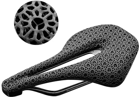 ROCKBROS Selle de vélo de route, selle de vélo en carbone avec impression 3D, ultra légère, respirante, absorbant les chocs, siège de vélo ergonomique pour vélo de route, VTT, BMX pour homme et femme