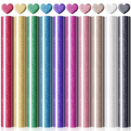 MJARTORIA Plotterfolie Textil Flockfolie für Plotter, Schaumstoff 3D Flockfolie Plotter Textil Puff Vinyl, Vinylfolie Transferpapier zum Aufbügeln Plotter für DIY T-Shirt Leder (10pcs Gold Bunt)