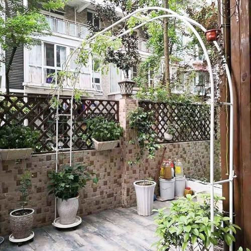 Arco Da Giardino in Metallo,Arco Per Rose Per Piante Rampicanti,Resistente Padiglione Da Giardino,Traliccio,Pergolati Alle Intemperie E Autoportante,Con Base,Facile Da Montare,Bianca,W1.2M*H2.2M