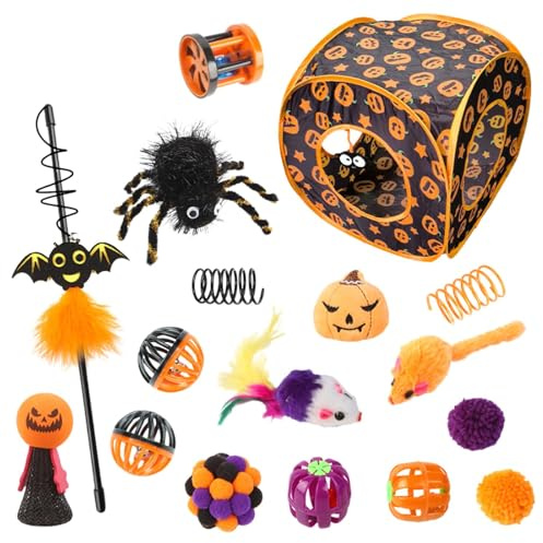 Set di giocattoli per gatti, set di giocattoli per gatti – vedi descrizione, set di giocattoli per gatti e gatti di Halloween, gioco interattivo