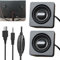 WIYETY MiniYX - Altavoces USB TRS de 3,5 mm, 2 unidades, negro, adhesivos, estéreo, 2.0, altavoces para computadoras, tabletas, dispositivos portátiles