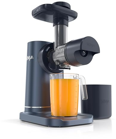 Ninja NeverClog Cold Press Juicer | Powerful Electric Slow Masticating Juicer with Pulp Control | XL Capacity | 24 oz. Juice Jug & 36 oz. Pulp Container | Dishwasher Safe | Navy | 150W | JC151​NV