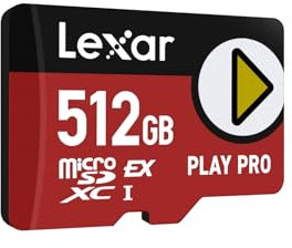 Lexar PLAY PRO MicroSDXC Express Card 512GB, up to 900MB/s Read, 600MB/s Write, Gaming-Optimized, A2, 4K, High-Speed Micro SD Memory Card for Handheld Consoles, Switch, Portable Gaming Device