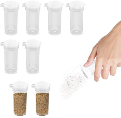 6 spargisale in plastica, spargisale extra piccolo, piccolo Lid da 6 grammi, per barattoli di spezie, campeggio, leggero, contenitore per spezie, campeggio, viaggi, trasparente, antipolvere (5 g)