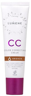 LUMENE CC Cream Colour Correcting Cream with SPF 20 & Medium Coverage for All Skin Types, Vegan, 30 ml, Bronze