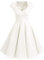 Bbonlinedress Robe Femme de Cocktail Vintage Rockabilly Robe plissée au Genou sans Manches col carré Rétro White XS