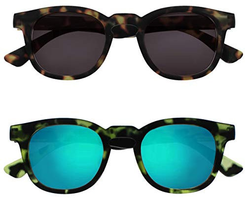 OPULIZE Bay 2 Pacco Di Spessore Giro Uomo Donna Marrone Opaco Verde Tartaruga Lettori Sole Occhiali Da Lettura SS97-26 +2,50